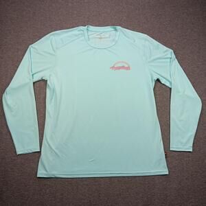 Margaritaville Shirt Mens XL Light Blue Long Sleeve Offshore Fishing Graphic